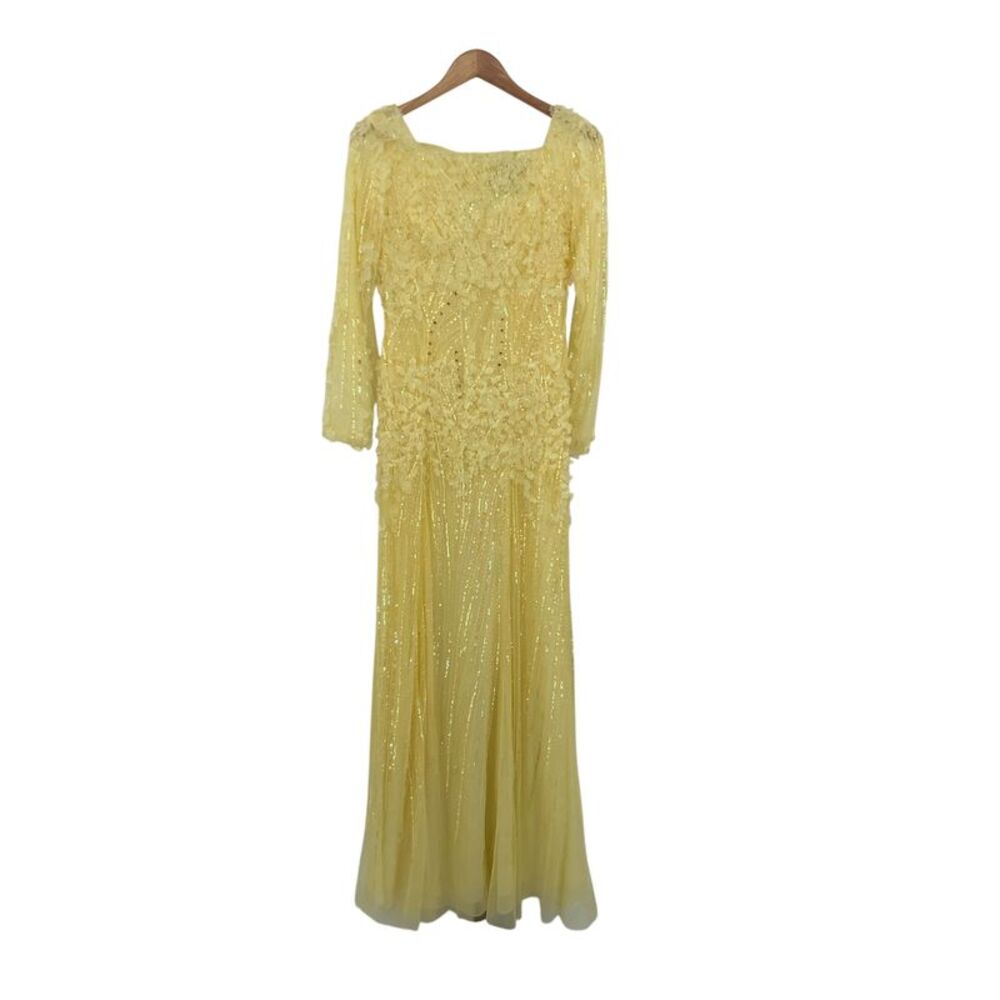 Basix Black Label Laser Cut Floral Gown Yellow 6